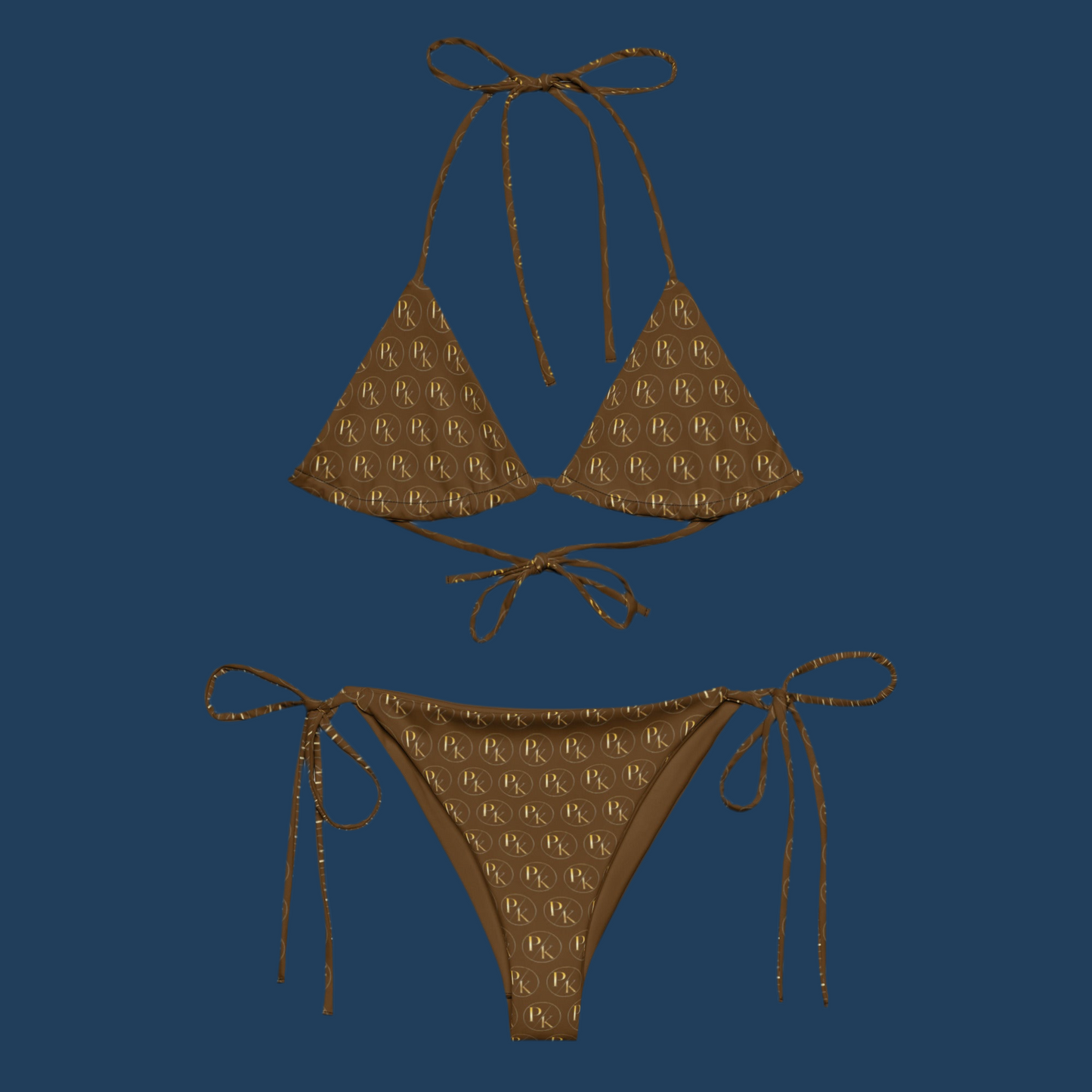 Cocoa Crown PK Monogram Bikini – Rich Brown Luxury Swimwear for Grounded Goddesses
