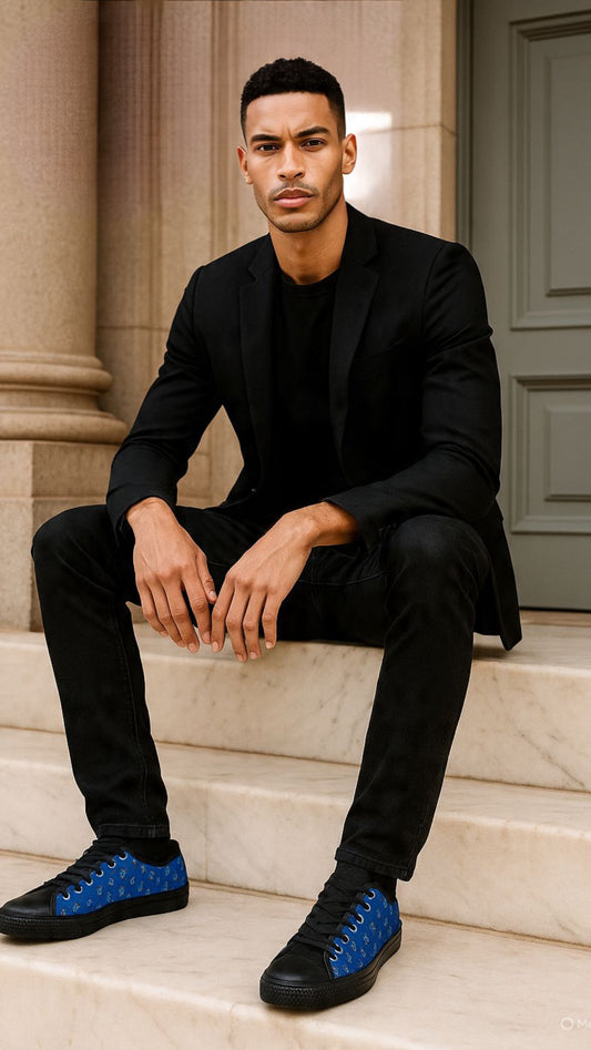 PK Monogram Royal Blue Low-Top Sneakers – Luxe Streetwear Edition